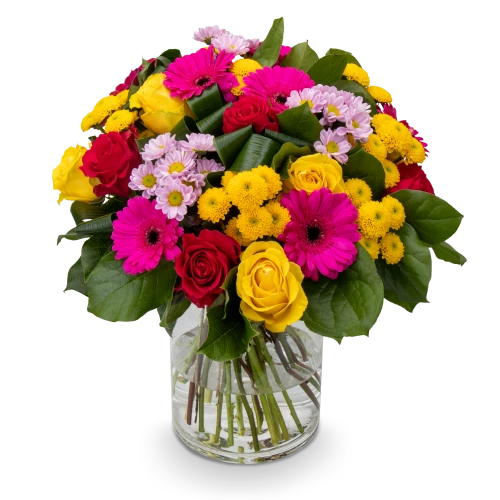 Bouquet with roses and germinis